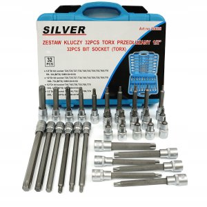 Geko TORX KEYS 1/2" EXTENDED 32 pcs / SILVER 2