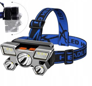 LATARKA CZOŁOWA CZOŁÓWKA 5 x LED MOCNA XPE USB AKU 14