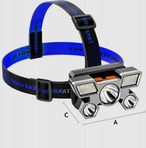 LATARKA CZOŁOWA CZOŁÓWKA 5 x LED MOCNA XPE USB AKU 3