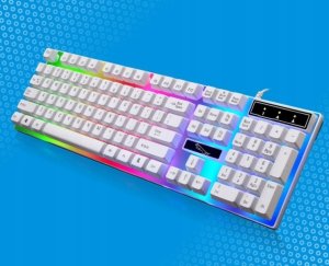 Klawiatura i mysz LED Biała Podświetlana Gamingowa 5