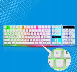 Klawiatura i mysz LED Biała Podświetlana Gamingowa 7