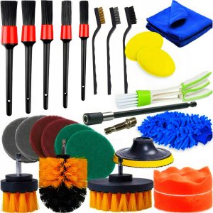 ZESTAW SZCZOTEK DETAILINGOWY 26EL DO CZYSZCZENIA SZCZOTKI NA WKRĘTARKĘ 4