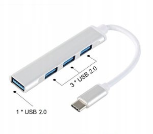 Adapter 4w1 HUB USB-C USB 2.0 3