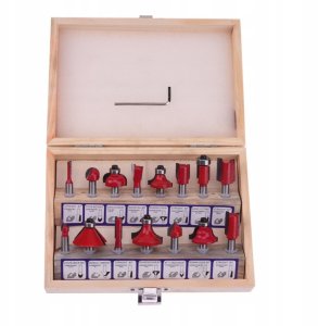 ZESTAW 15 FREZÓW KSZTAŁTOWYCH DO DREWNA FREZY 6,35 6