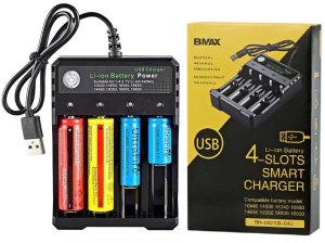 Ładowarka 4 slotowa do akumulatorów Li-ion 16650 14650 18350 18500 18650 9