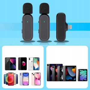 2X MIKROFON KRAWATOWY IPHONE BEZPRZEWODOWY + ETUI 2