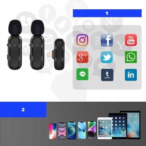 2X MIKROFON KRAWATOWY IPHONE BEZPRZEWODOWY + ETUI 5