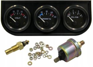 NOWY WSKAŹNIK 3W1 TEMPERATURY TEMP CIŚNIENIA OLEJU 8