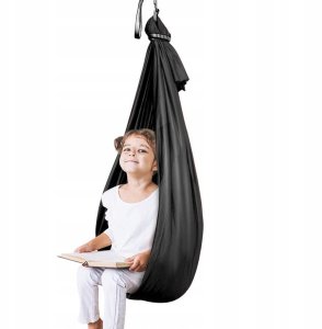 HUŚTAWKA SENSORYCZNA TERAPEUTYCZNA DLA DZIECI HAMAK 280x150cm 100kg czarna 12