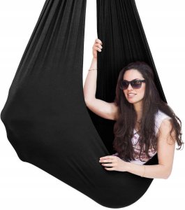 HUŚTAWKA SENSORYCZNA TERAPEUTYCZNA DLA DZIECI HAMAK 280x150cm 100kg czarna 5