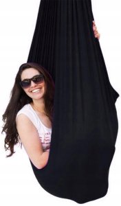 HUŚTAWKA SENSORYCZNA TERAPEUTYCZNA DLA DZIECI HAMAK 280x150cm 100kg czarna 7