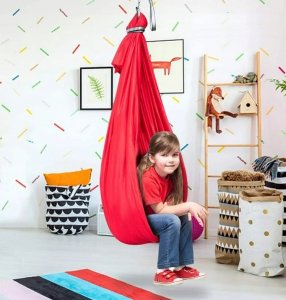 HUŚTAWKA SENSORYCZNA DLA DZIECI HAMAK 280x150cm 100kg (czerwona) 13
