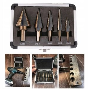 ZESTAW WIERTŁA STOPNIOWE HSS STOŻKOWE 5SZT METALU 13