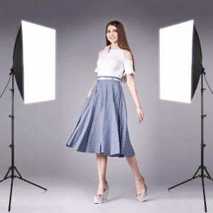 2x LAMPY STUDYJNE PULUZ SOFTBOX 50x70 cm ŻARÓWKI LED 11