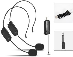 2x Mikrofon Bezprzewodowy Nagłowny UHF + odbiornik 4