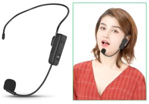 2x Mikrofon Bezprzewodowy Nagłowny UHF + odbiornik 10