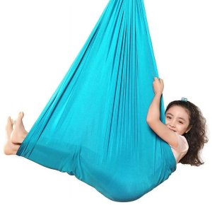 HUŚTAWKA SENSORYCZNA TERAPEUTYCZNA DLA DZIECI HAMAK 280x150cm 100kg Błękitna 6