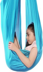 HUŚTAWKA SENSORYCZNA TERAPEUTYCZNA DLA DZIECI HAMAK 280x150cm 100kg Błękitna 7