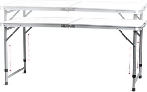 Stolik turystyczny stół składany ogrodowy walizka z uchwytem do przenoszenia i regulacją wysokości 120x60x70 cm biały 12