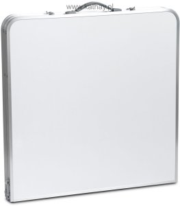 Stolik turystyczny stół składany ogrodowy walizka z uchwytem do przenoszenia i regulacją wysokości 120x60x70 cm biały 2