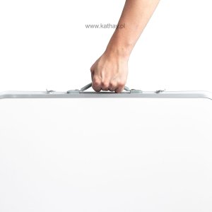 Stolik turystyczny stół składany ogrodowy walizka z uchwytem do przenoszenia i regulacją wysokości 120x60x70 cm biały 3