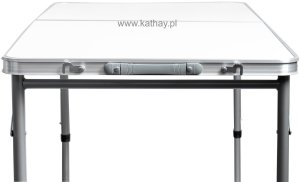 Stolik turystyczny stół składany ogrodowy walizka z uchwytem do przenoszenia i regulacją wysokości 120x60x70 cm biały 4