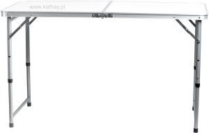 Stolik turystyczny stół składany ogrodowy walizka z uchwytem do przenoszenia i regulacją wysokości 120x60x70 cm biały 9