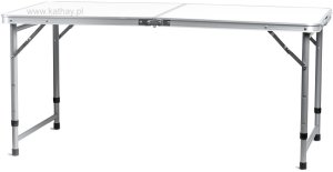 Stolik turystyczny stół składany ogrodowy walizka z uchwytem do przenoszenia i regulacją wysokości 120x60x70 cm biały 10