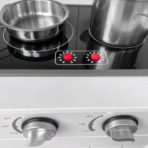 Drewniana kuchnia dla dzieci KiddieCookey Biała akcesoria + koszyk pieczywa 13