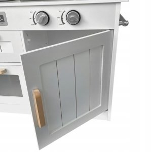 Drewniana kuchnia dla dzieci KiddieCookey Biała akcesoria + koszyk pieczywa 14