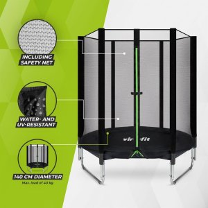 VIRTUFIT TRAMPOLINA DLA DZIECI Z SIATKĄ BEZPIECZEŃSTWA 140 CM 2