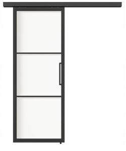 Drzwi przesuwne 90 Loft 3S szklane stalowe czarne z szybami od ręki 1