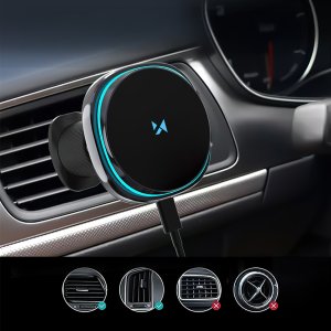 Uchwyt samochodowy Wozinsky WCT5-Q6S2Y z ładowarką indukcyjną Qi/MagSafe 15W na kratkę wentylacji z wentylatorem - czarny 7