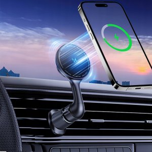 Uchwyt samochodowy Wozinsky WCT5-6S4Y z ładowarką indukcyjną Qi/MagSafe 15W na kratkę nawiewu - czarny 4