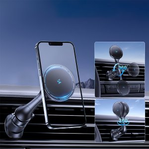Uchwyt samochodowy Wozinsky WCT5-6S4Y z ładowarką indukcyjną Qi/MagSafe 15W na kratkę nawiewu - czarny 6