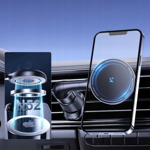 Uchwyt samochodowy Wozinsky WCT5-6S4Y z ładowarką indukcyjną Qi/MagSafe 15W na kratkę nawiewu - czarny 7