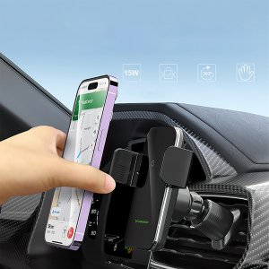 Uchwyt samochodowy Wozinsky WEDZ-3Y8S zaciskowy z ładowarką indukcyjną 15W do telefonu na kratkę nawiewu - czarny 3