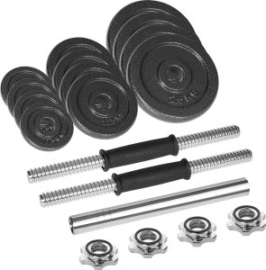 Hantle żeliwne regulowane w walizce z gryfem, zestaw 20kg REBEL ACTIVE 3