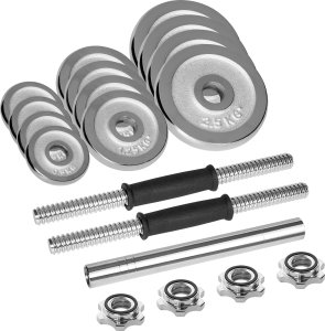 Hantle żeliwne chromowane regulowane w walizce z gryfem, zestaw 20kg REBEL ACTIVE 3