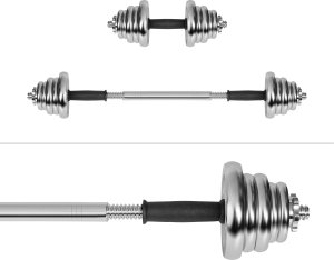 Hantle żeliwne chromowane regulowane w walizce z gryfem, zestaw 20kg REBEL ACTIVE 5