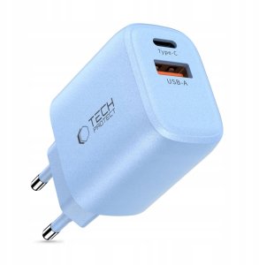 Ładowarka sieciowa Tech-Protect NCA30 USB-A, USB-C Network Charger PD 30W / QC3.0 Baby Blue 2