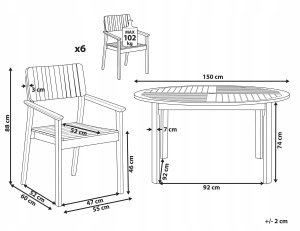 Zestaw ogrodowy dla 6 osób AGELLO Drewno akacjowe Brązowy 3