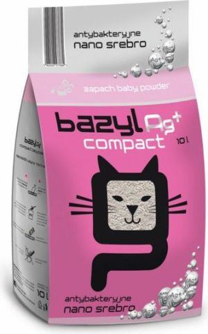 Żwirek dla kota Celpap Bazyl Ag+ Compact Puder dziecięcy 10 l 1