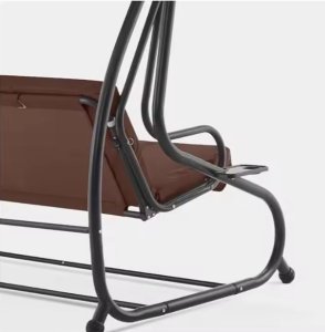 Huśtawka Czteroosobowa Ogrodowa Bujana Daszek Wolnostojąca Brązowa LEAN 4