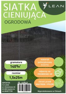 Lean Siatka Cieniująca Na Ogrodzenie Płot Maskująca Zielona 1.5M 25M 140g/m LEAN 5