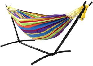 Hamak Ogrodowy Ze Stelażem Dwuosobowy Kolorowy 200x120 LEAN 4