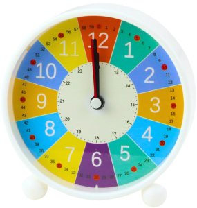 Zegar Budzik Dziecięcy Edukacyjny Kwarcowy Minuty Sekundy Kolorowy 12cm 2