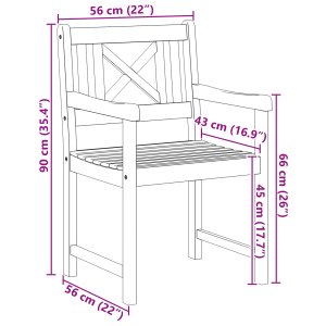 vidaXL Krzesełka ogrodowe 4 szt. 56x55.5x90 cm z litego drewna akacjowego. 7