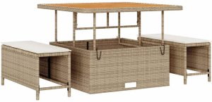 vidaXL Zestaw sof ogrodowych , 13 części, z poduszkami w kolorze beżowym, z akacjowego polirattanu. 4