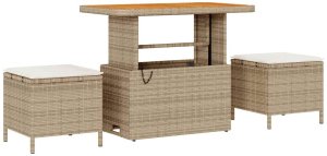 vidaXL Beżowy 8-częściowy zestaw sof ogrodowych od z poduszkami, wykonany z poli ratanu akacjowego. 4